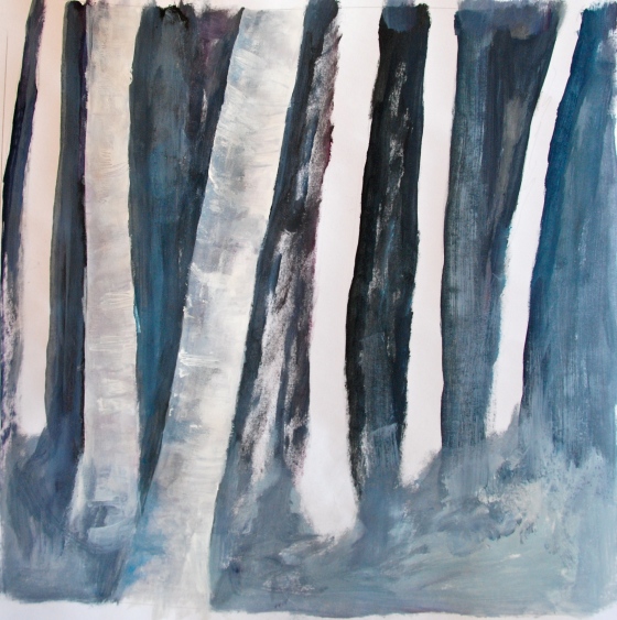 Creative Everyday, birch, acrylic painting, trees,aspen,snow