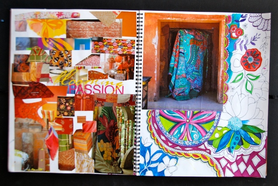 Color collage, magazine clippings,The art and business of surface pattern design