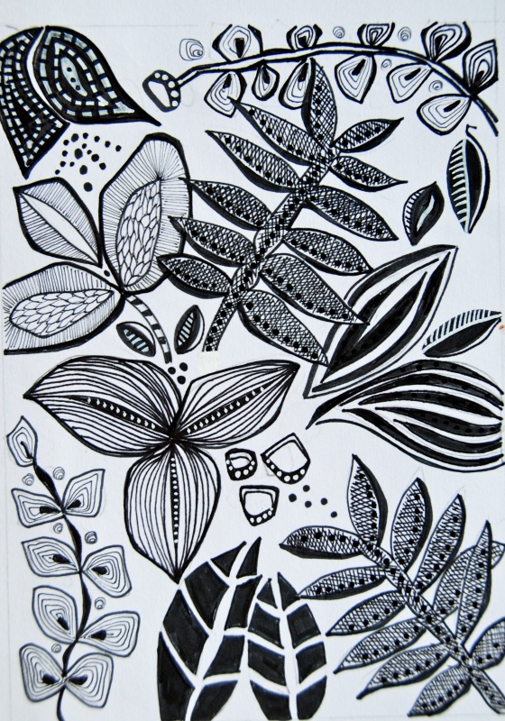 leaf motiv, ink sketch,The art and business of surface pattern design